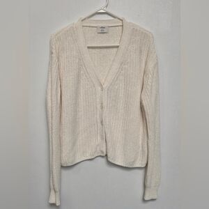 Wilfred Aritzia Women's Cream Chunky Knit Oversized Sz S Open Cropped Cardigan